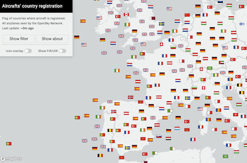 Screenshot of Project Aircrafts' Registration Country Map